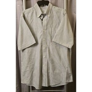 LL‎ Bean Shirt Men Large Black White Checked 16 44 Button Up Wrinkle Resistant